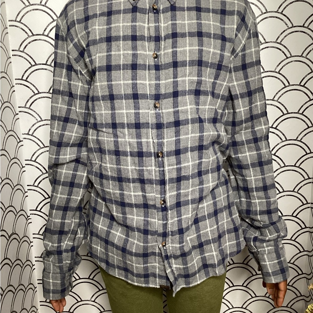 Billy Reid Melange Grid Plaid Wilson Shirt- Size XL